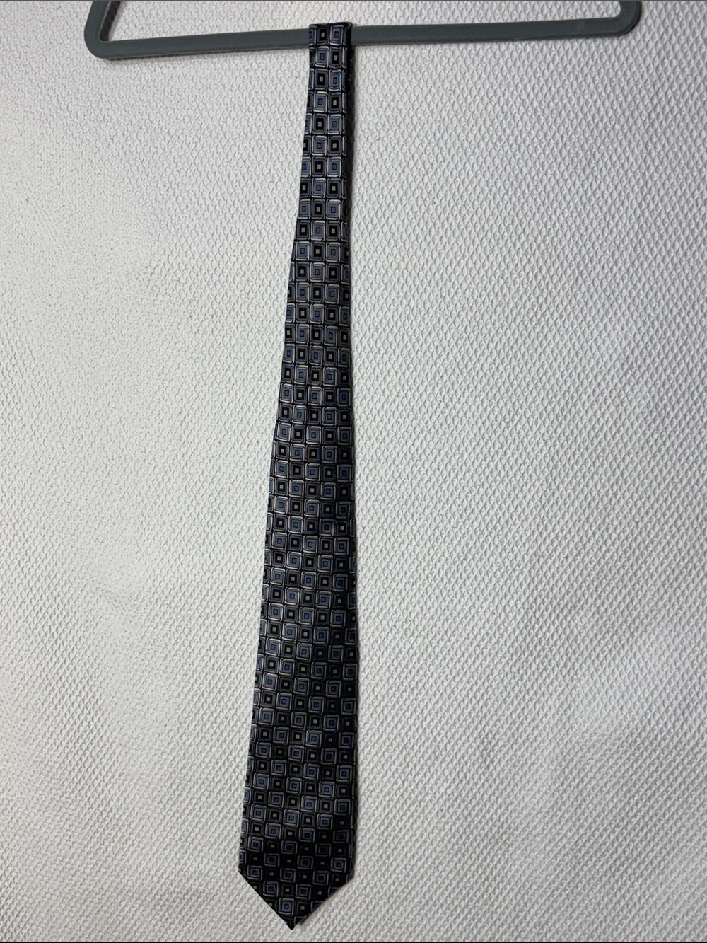 ENRO Classic Men's Geometric Pattern Tie in Navy and Gray
